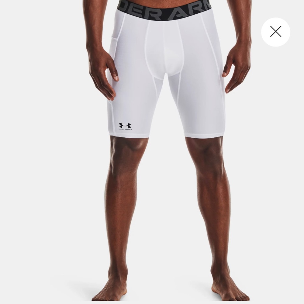 COPY - NWT UNDER ARMOUR MEN LONG SHORTS WHITE SIZE M & XL COMPRESSION No pockets